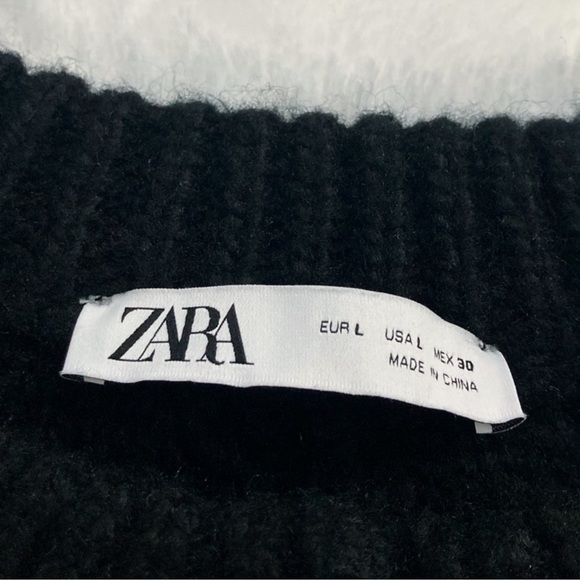 Like New Black Beaded Jeweled Zara Chunky Knit Cardigan Sweater - Picture 3 of 6